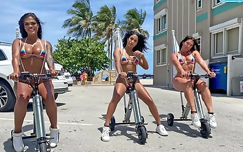 Witness the Irresistible Curves of These Latina Goddesses on Electric Trikes at Public Beaches! - The Perfect Summer Treat for Your Eyes!
